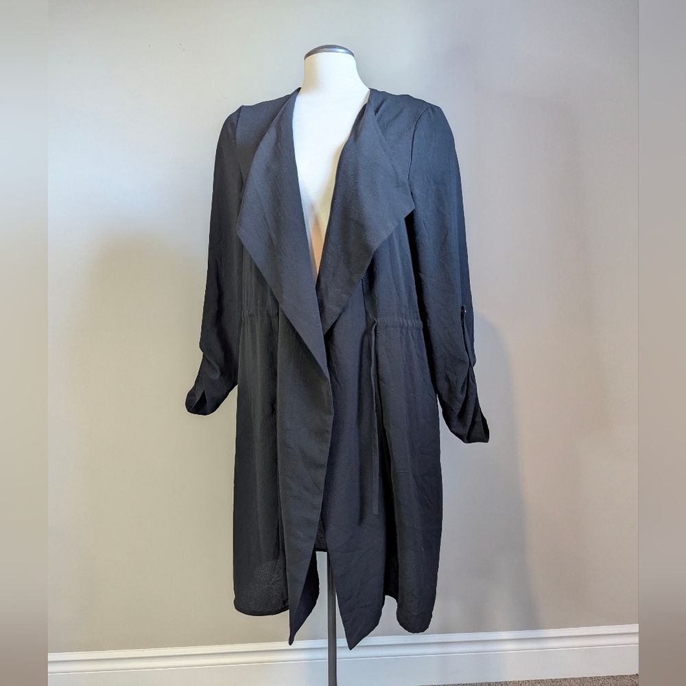Society Black Waterfall Open Large Lightweight Jacket Cardigan Witchy Spring